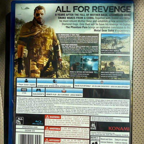 Metal Gear Solid V The Phantom Pain PS4 game