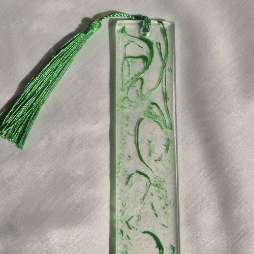 Handmade bookmark from resin with green waves new