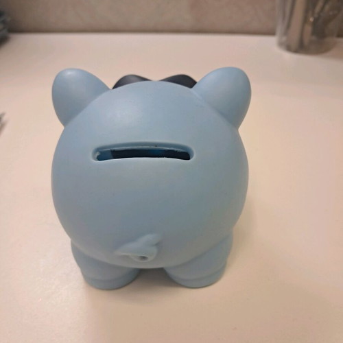 Children's piggy bank used, plastic, blue