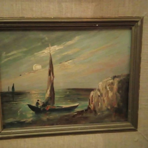 Tselios painting old with frame and signature bottom right