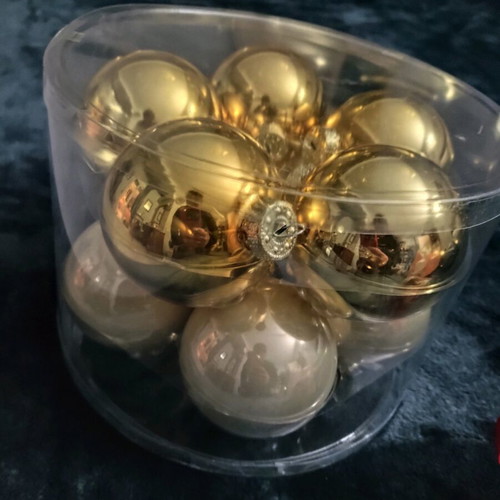 Christmas food decorations and gold glass balls pack new