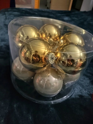 Christmas food decorations and gold glass balls pack new
