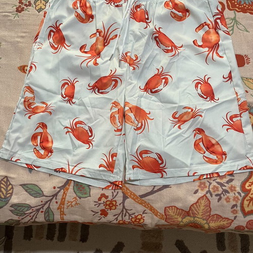 Swim shorts with crabs size XL new, orange and turquoise