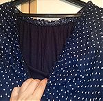  Μπλούζα με διπλό ύφασμα σε μπλε σκούρο πουά, Medium