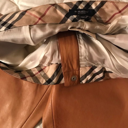 Burberry Leather Pants Women New Brown Size L