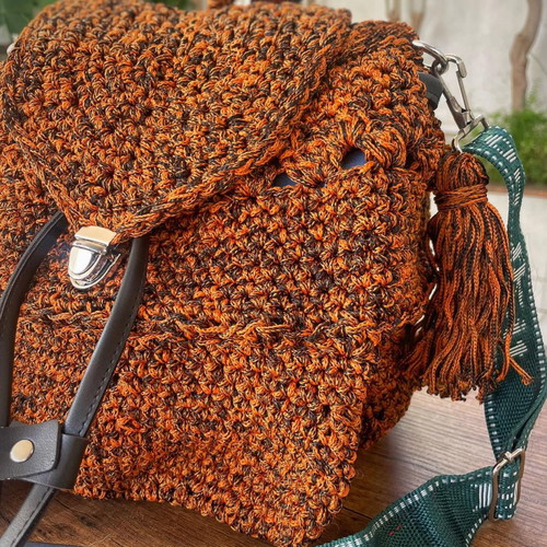 Handmade Boho Knitted Backpack with Wallet Multicolor New