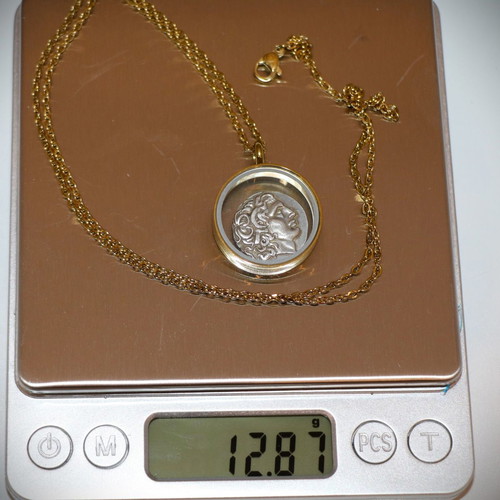 Ancient Coin Alexander the Great Silver Plated Replica Necklace Chain