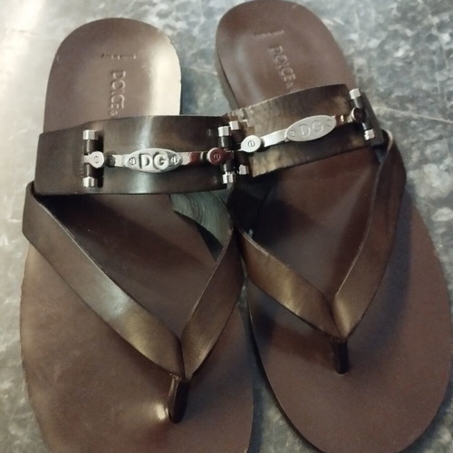 Dolce & Gabbana men's leather sandals used, size 45, brown