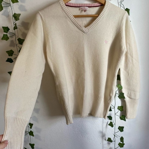 Daniel Hechter sweater used, 100% wool, beige with pink detail