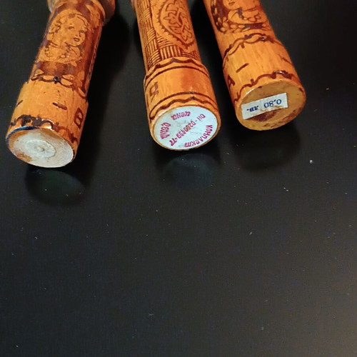 Vintage Bulgarian wooden perfume containers set of 3, like new