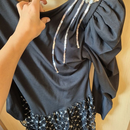 Vintage dress ’80s with sequins and lace black L like new