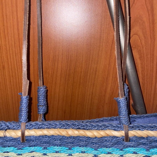 Beach bag like new, shoulder type, beige and blue