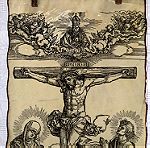  Παλιά λιθογραφία Christ on the Cross Durer!