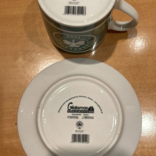 Panathinaikos Cup with Saucer authentic new, ceramic