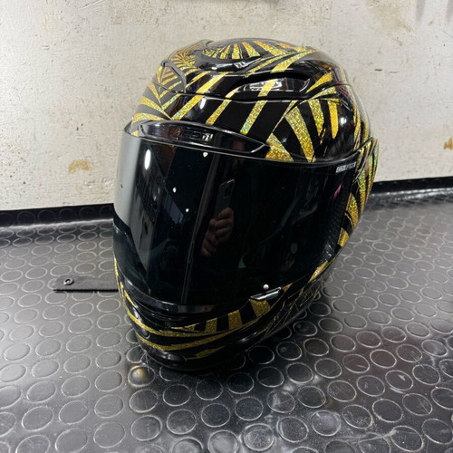 ICON Airflite helmet size M 58cm used with black-gold holographic design