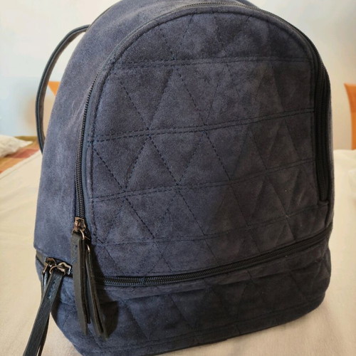 Blue faux suede backpack like new