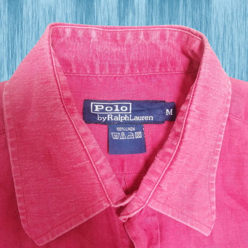 Linen shirt used, vintage red-pink, medium-large fit