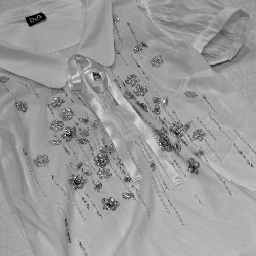Dolce & Gabbana White Shirt with Embroidered Crystals and Strass like new