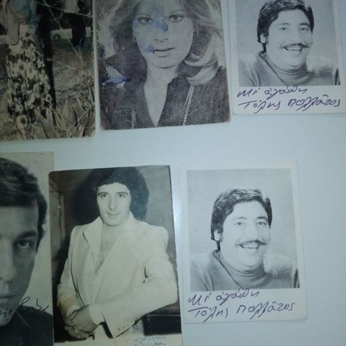 Photographs with autographs of actors and singers used, pack of 8