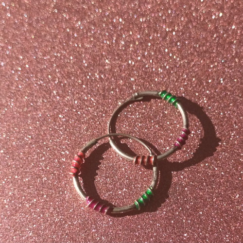 Silver 925 earrings like new, multicolored