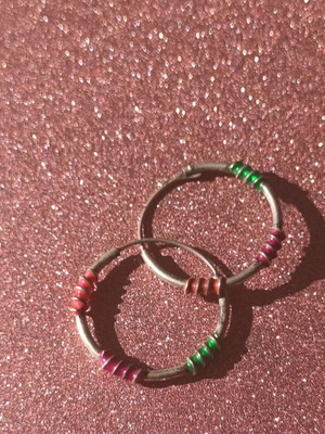Silver 925 earrings like new, multicolored