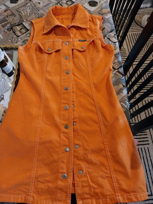 Denim dress like new, orange, for girls aged 10-14