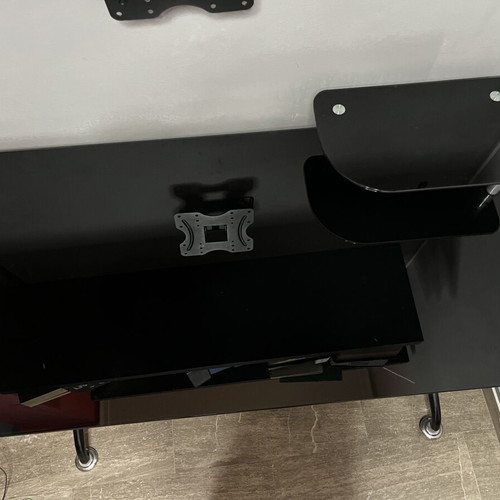 Glass desk used with metal frame, modern design
