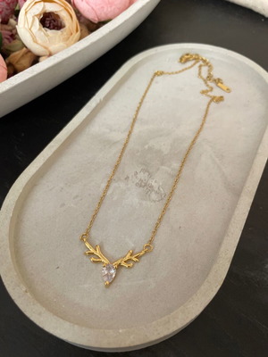 Deer pendant new, gold-colored steel
