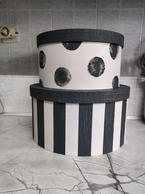 Handmade hat boxes like new made of hard cardboard