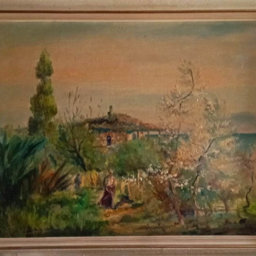 Oil painting Charalampos Palaiologos with beautiful frame, signed