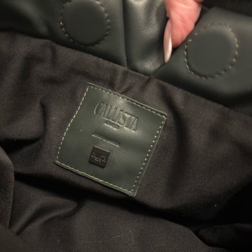 Callista maxi pleated dark green leather clutch new