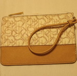 Calvin Klein Monogram Wristlet pouch cream and tan, like new