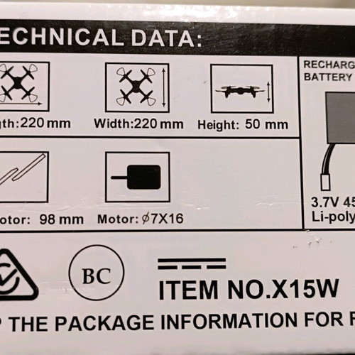 Syma X15W drone used with remote control and video mount