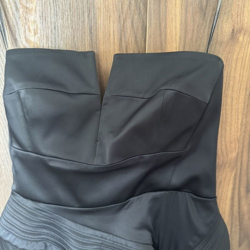 Cora Groppo Black Silk Strapless Draped Dress, Size 40