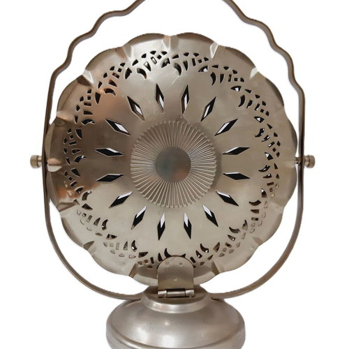 Vintage triple cake stand chrome plated with engraved plates foldable
