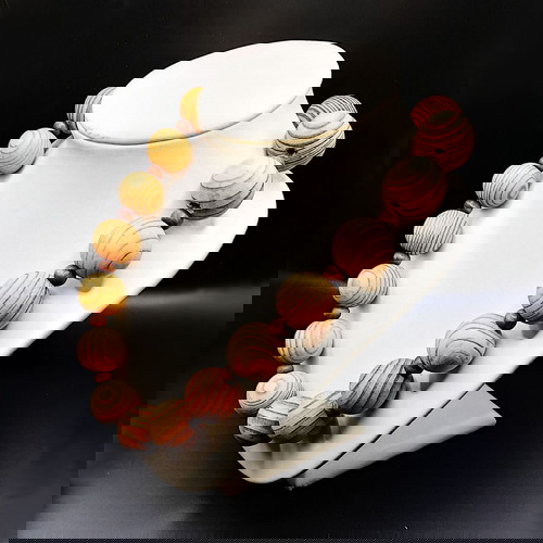 Ξύλινο χειροποίητο κολιέ καινούργιο, Boho σχέδιο, 69cm, καφέ-κίτρινο