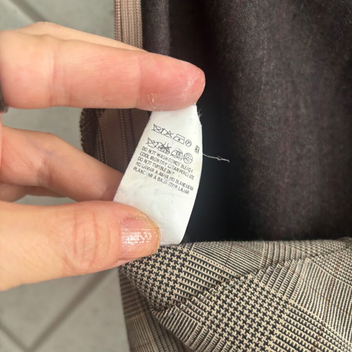 Antonio Markos asymmetrical designer midi skirt, pinstripe and checked
