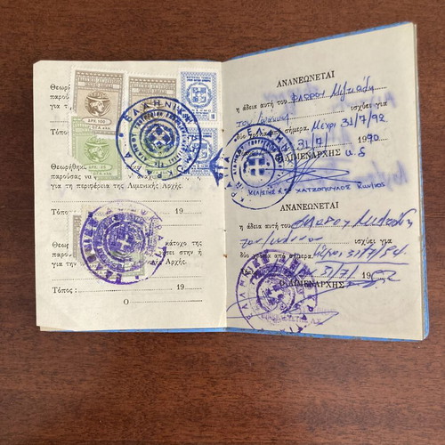 Greek Amateur Fishing License Book 1990s with Revenue Stamps
