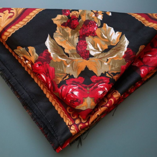 Square scarf new, black multicolor, 118x118cm, 100% polyester