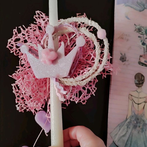 Handmade candle with wax creations and white glitter new