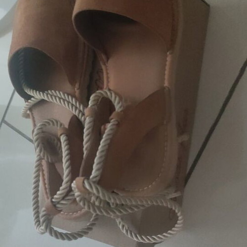 Suede lace up sandals like new, size 38, brown and orange