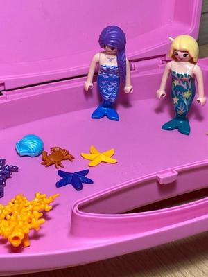 Playmobil set with mermaids and suitcase used