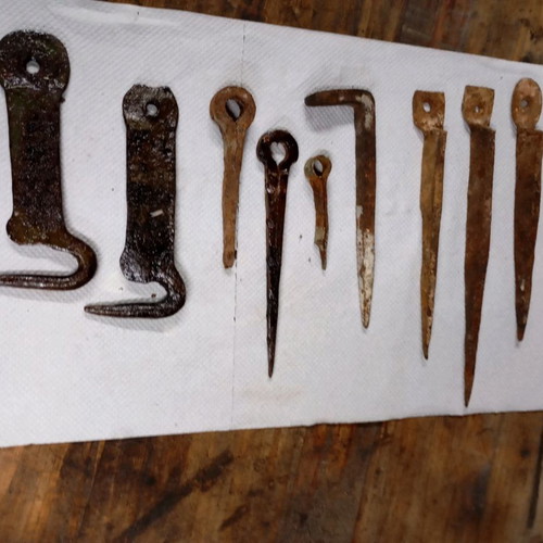Old nails, hinges and handles used