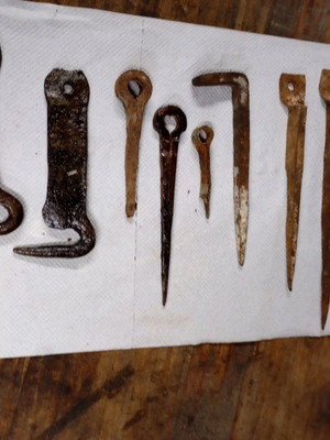 Old nails, hinges and handles used
