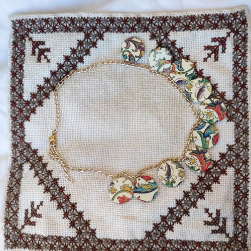Short handmade floral printed necklace made to order
