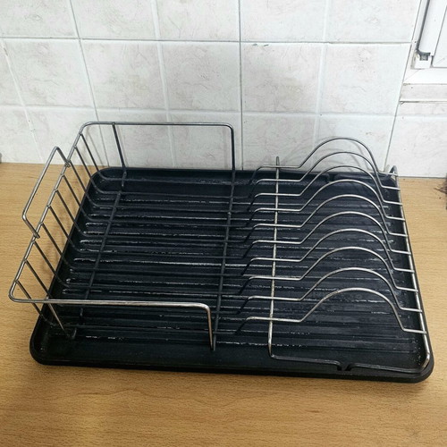 Dish Drainer with Cutlery Holder used, metal and plastic, 42x32 cm