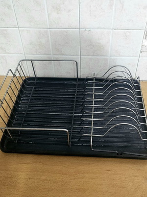 Dish Drainer with Cutlery Holder used, metal and plastic, 42x32 cm