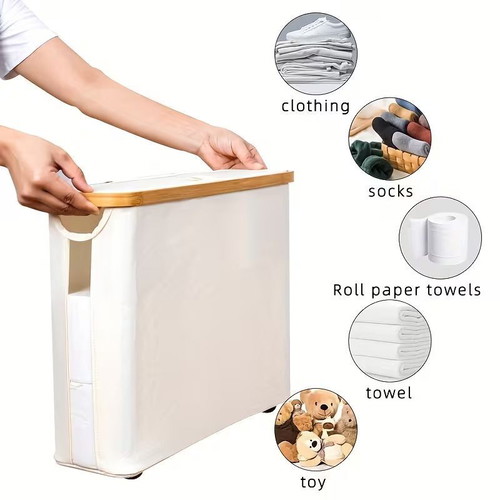 Foldable Toilet Paper Holder with Wooden Frame, Like New