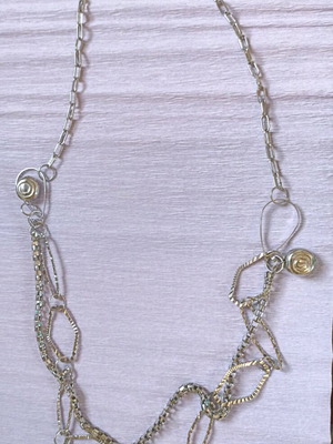 Long Steel Necklace used, silver color