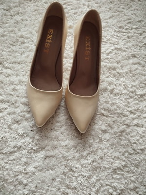 Satin high heels new, champagne color, 8 cm heel